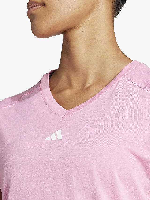 adidas AEROREADY Train Essentials V-Neck T-Shirt, Bliss Pink