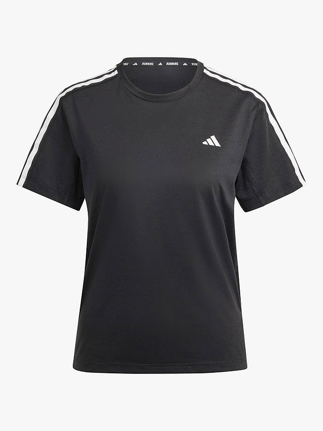 adidas Own The Run 3 Stripes Short Sleeve Recycled Running Top, Black