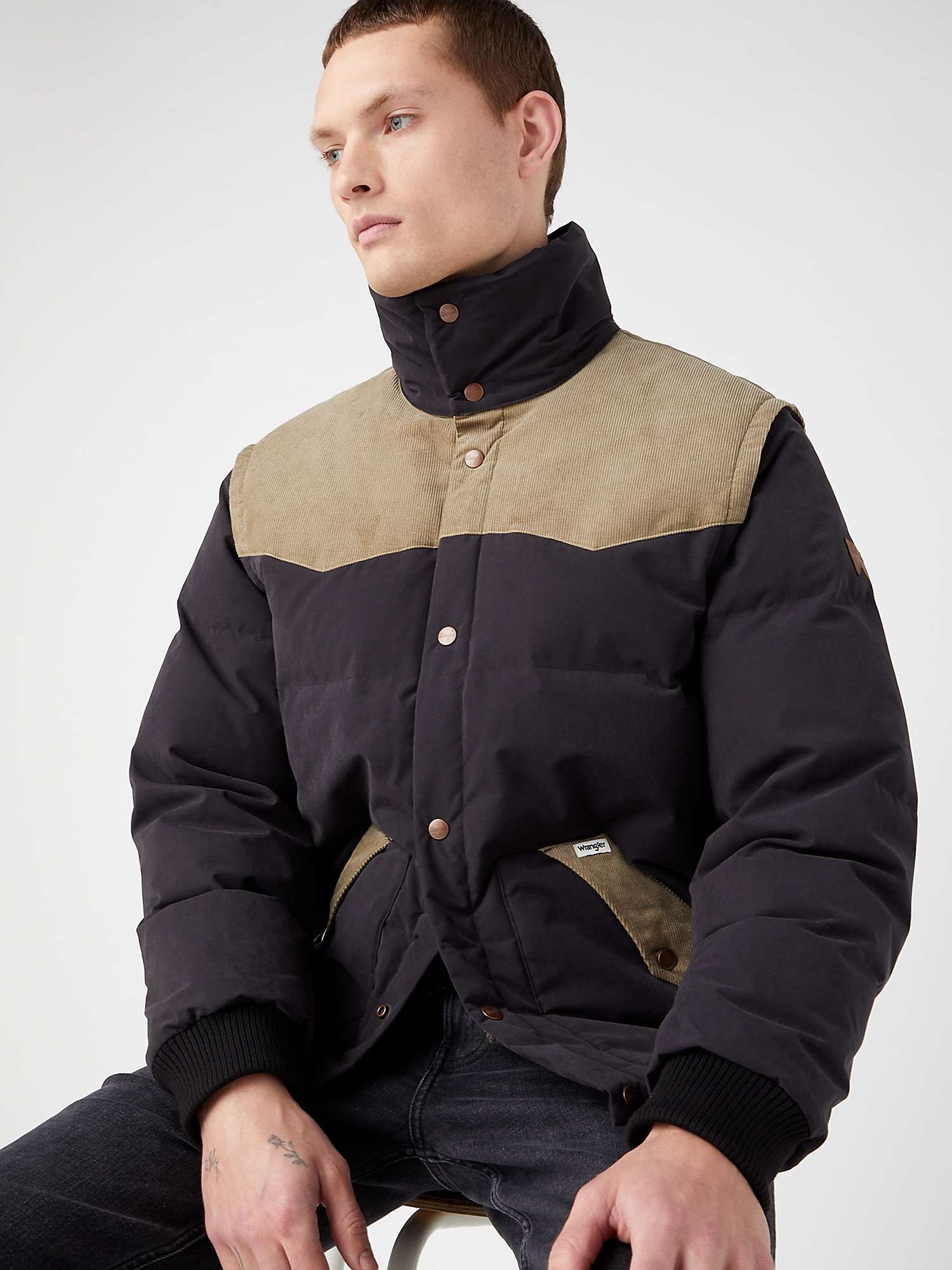 Buy Wrangler Detach Relaxed Fit Jacket, Black/Multi Online at johnlewis.com