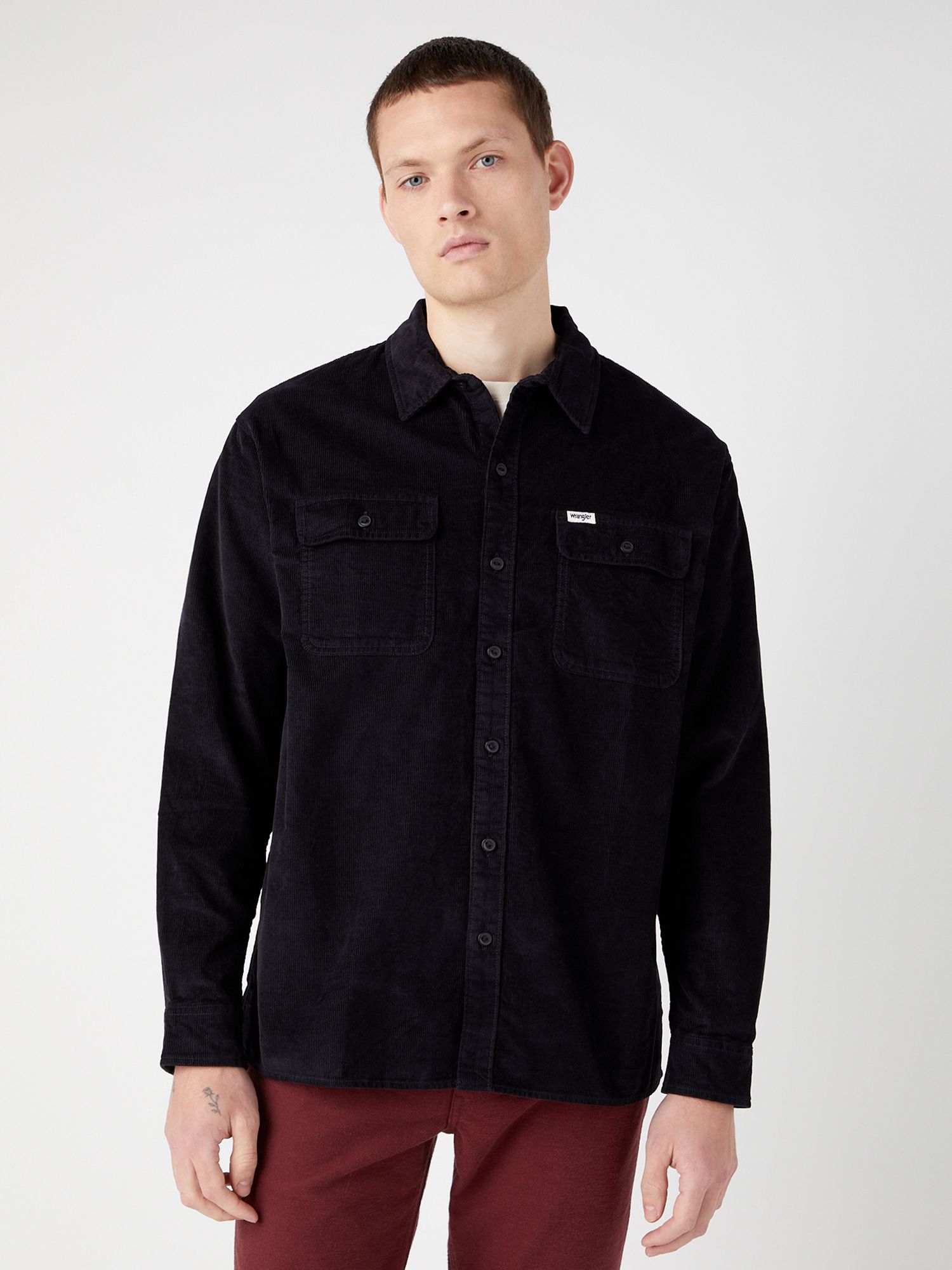 Wrangler Double Pocket Relaxed Fit Shirt, Black, XL