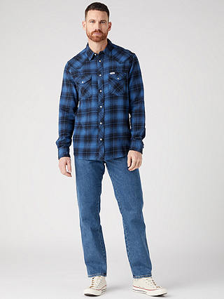 Wrangler Western Check Shirt, Federal Blue