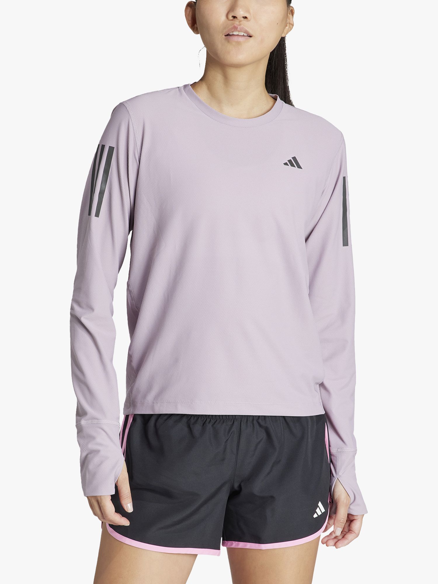 adidas Own The Run Long Sleeve Recycled Running Top, Preloved Fig, XS