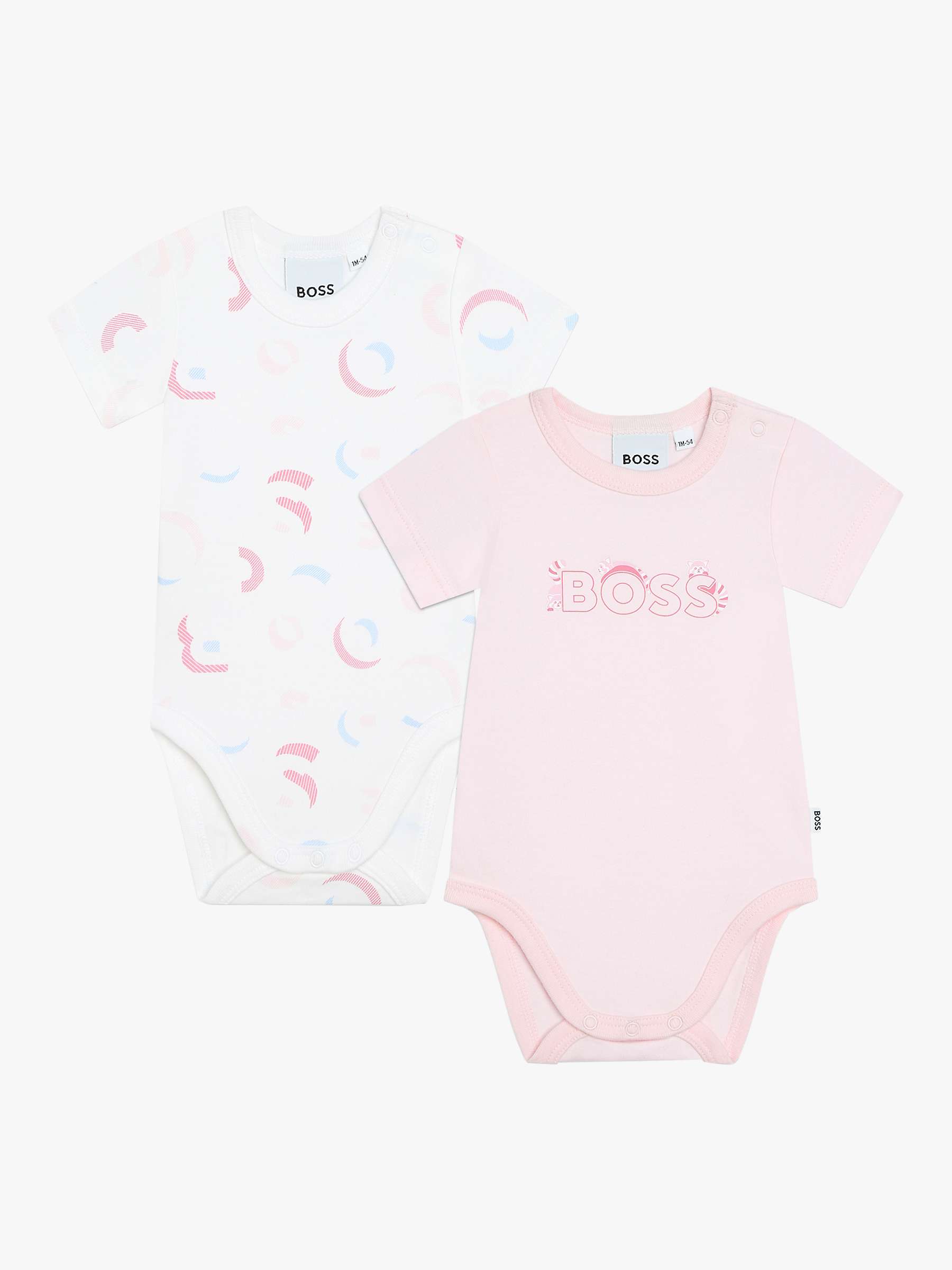 Buy BOSS Baby Logo Monogram Short Sleeve Bodysuits, Pack Of 2, Rose Online at johnlewis.com