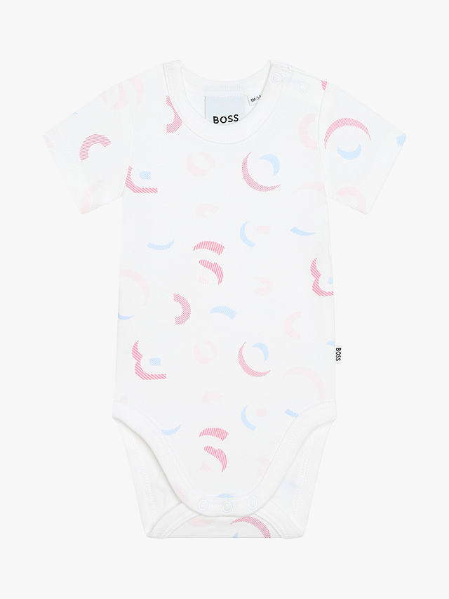 BOSS Baby Logo Monogram Short Sleeve Bodysuits, Pack Of 2, Rose