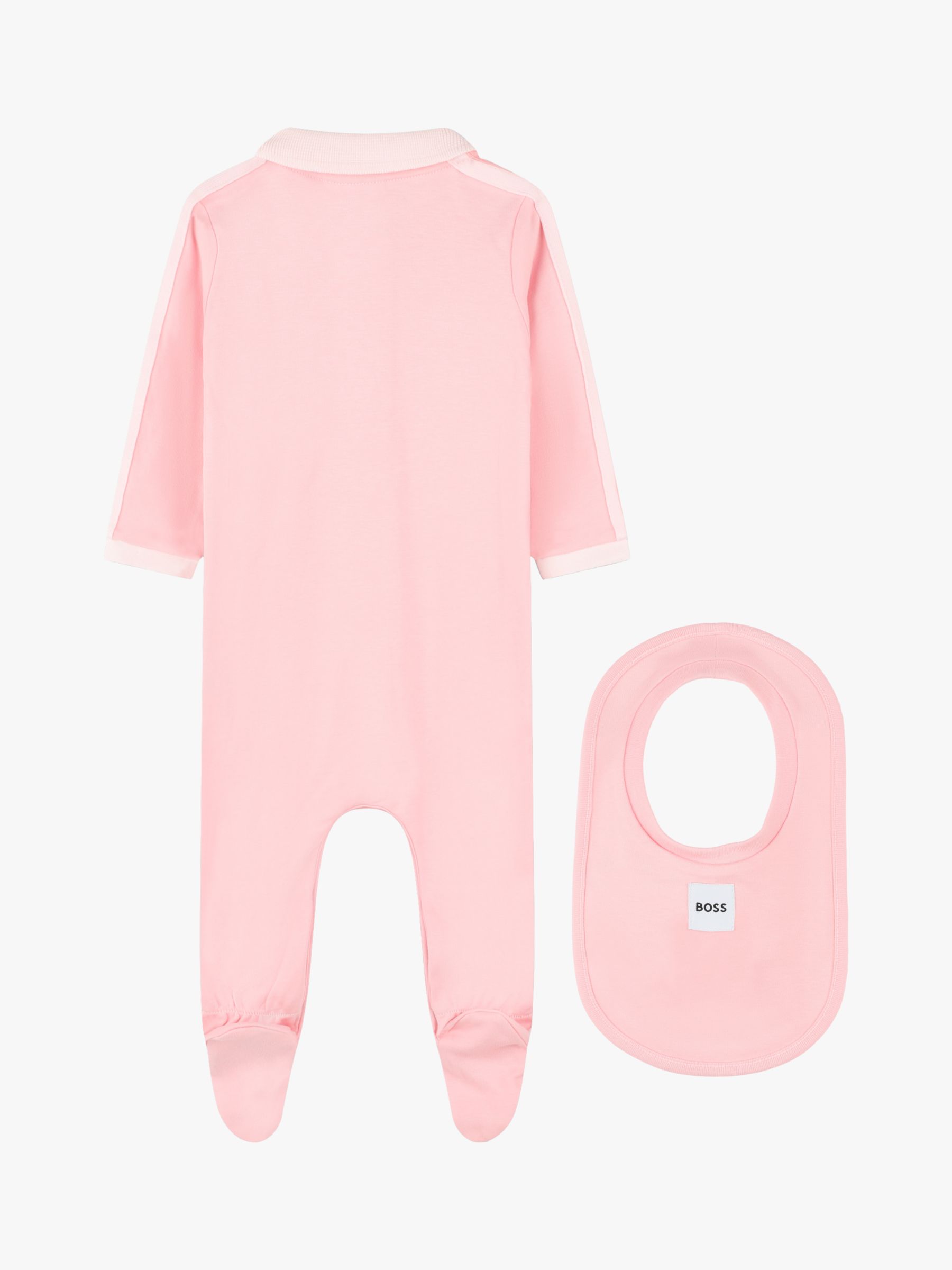 Buy BOSS Baby Logo Sleepsuit & Bib Set, Rose Online at johnlewis.com