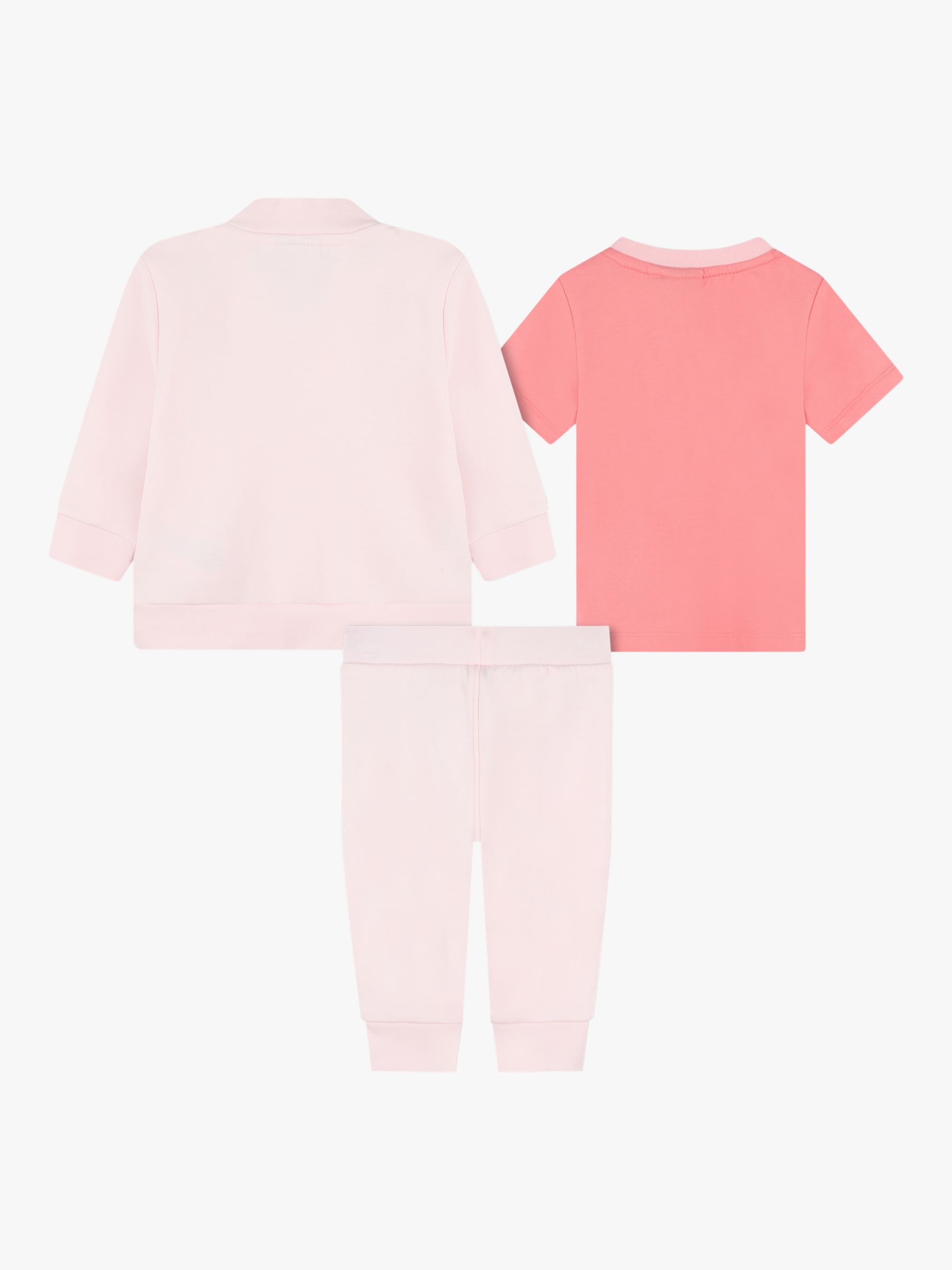 BOSS Baby Logo T-Shirt, Trousers & Zip Through Cardigan Set, Rose, 2 years