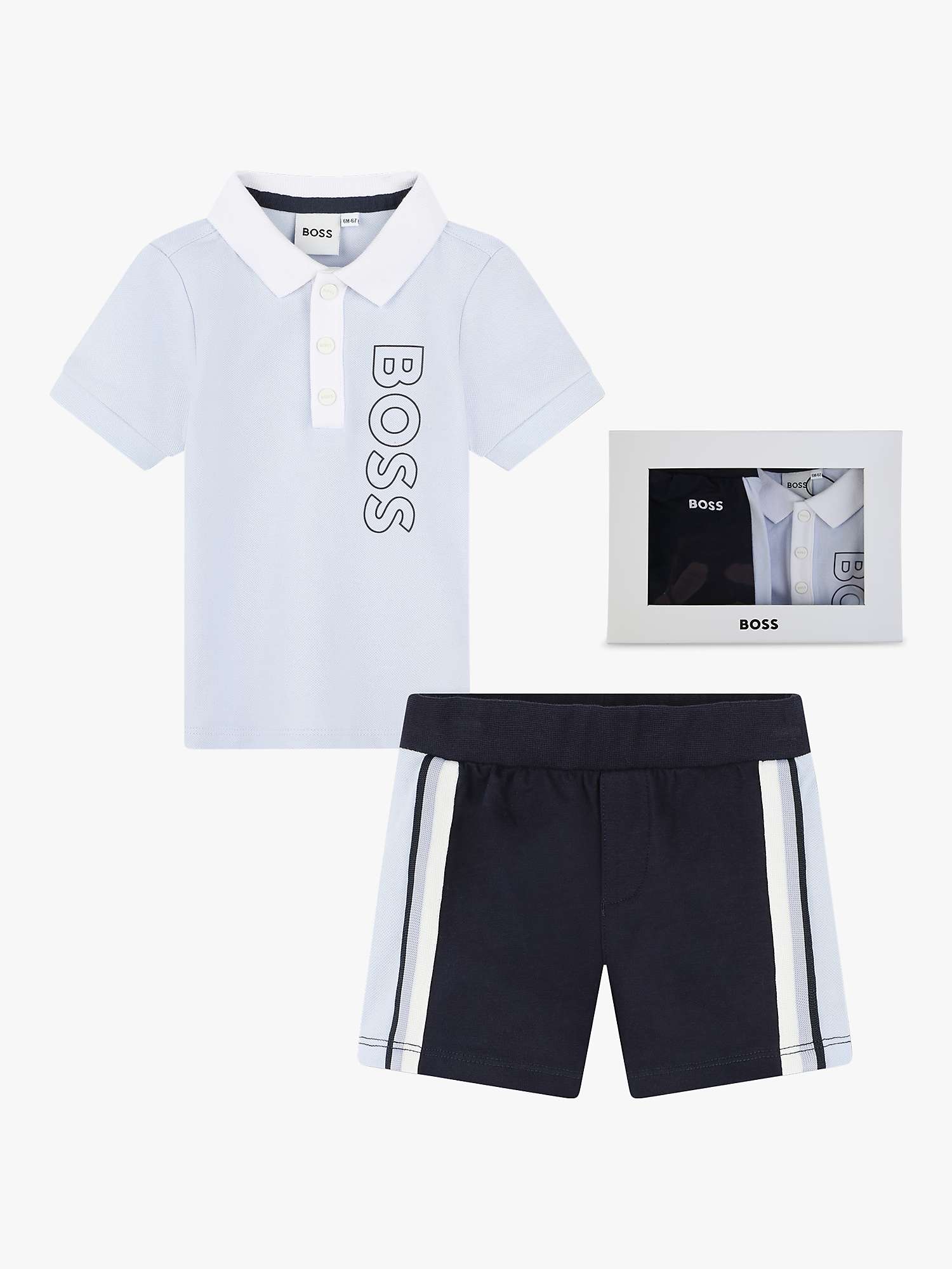 Buy BOSS Baby Logo Polo Shirt & Shorts Set, White/Navy Online at johnlewis.com