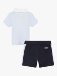 BOSS Baby Logo Polo Shirt & Shorts Set, White/Navy