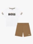 BOSS Baby T-Shirt & Bermuda Short Set, Brown/White, Brown/White