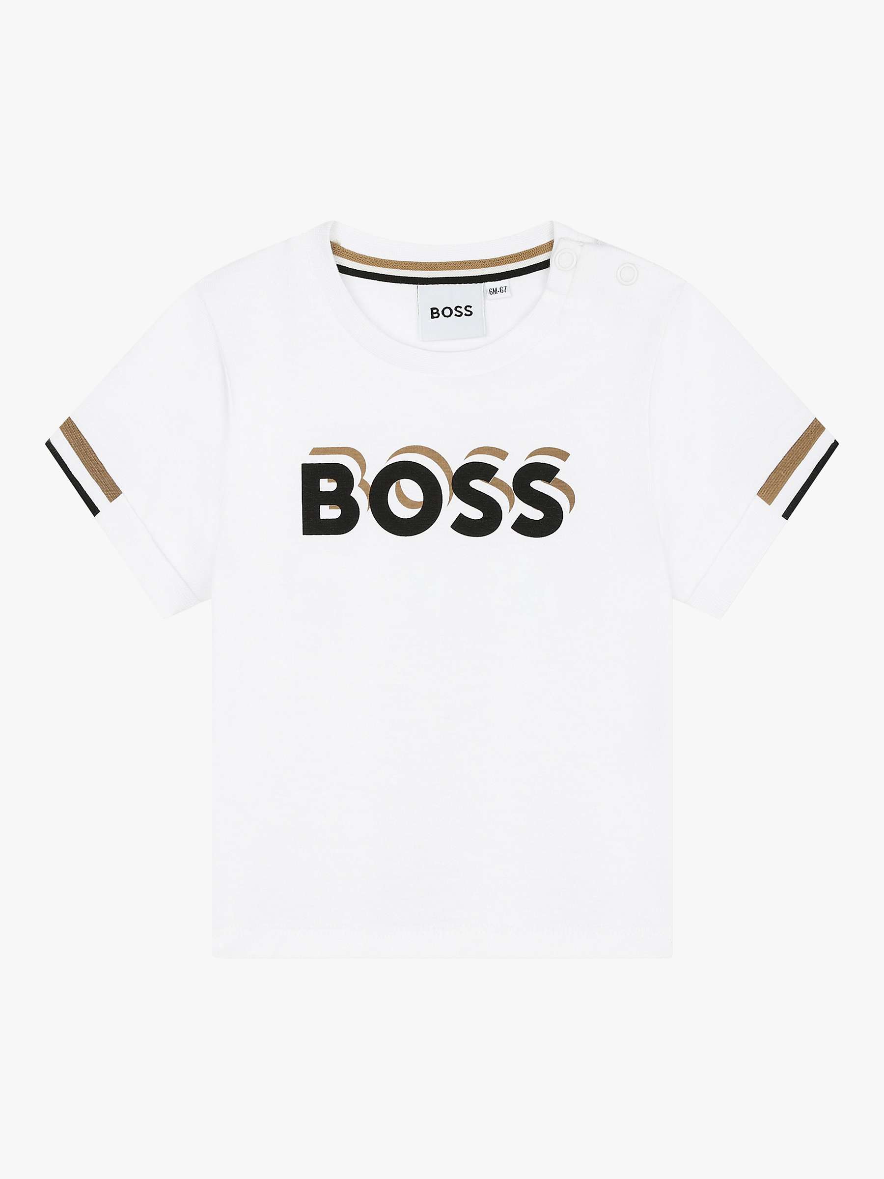 Buy BOSS Baby T-Shirt & Bermuda Short Set, Brown/White Online at johnlewis.com