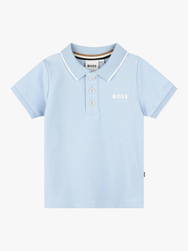 BOSS Kids' Short Sleeve Polo Top, Light Blue