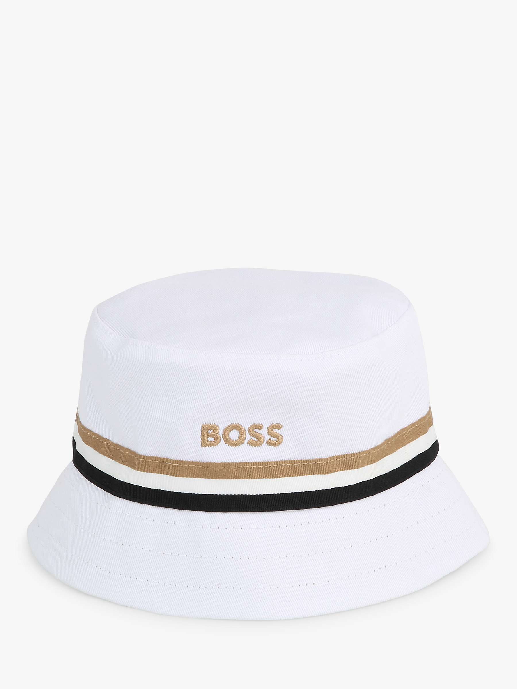 Buy BOSS Baby Reversible Bucket Hat, White/Brown Online at johnlewis.com