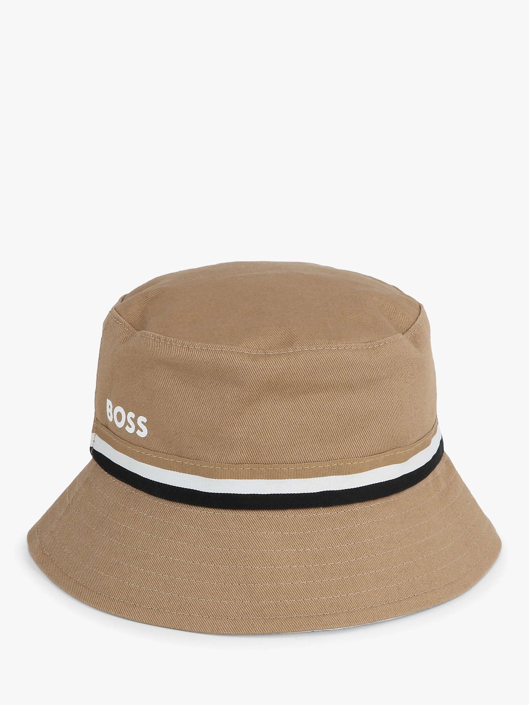 Buy BOSS Baby Reversible Stripe Bucket Hat, White/Brown Online at johnlewis.com