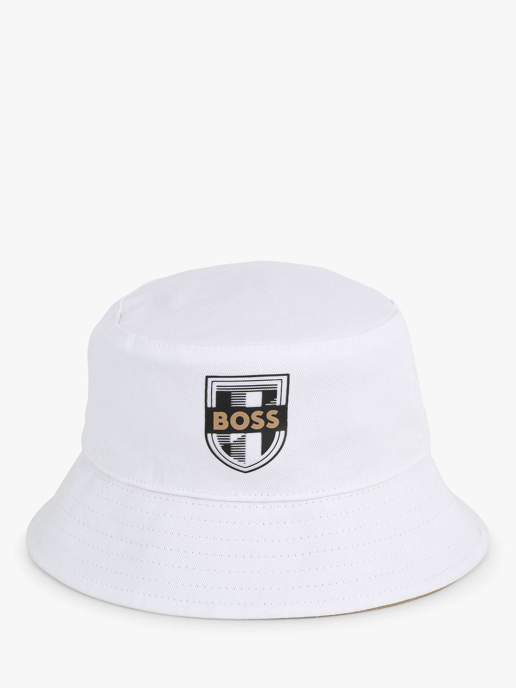 Buy BOSS Baby Reversible Stripe Bucket Hat, White/Brown Online at johnlewis.com