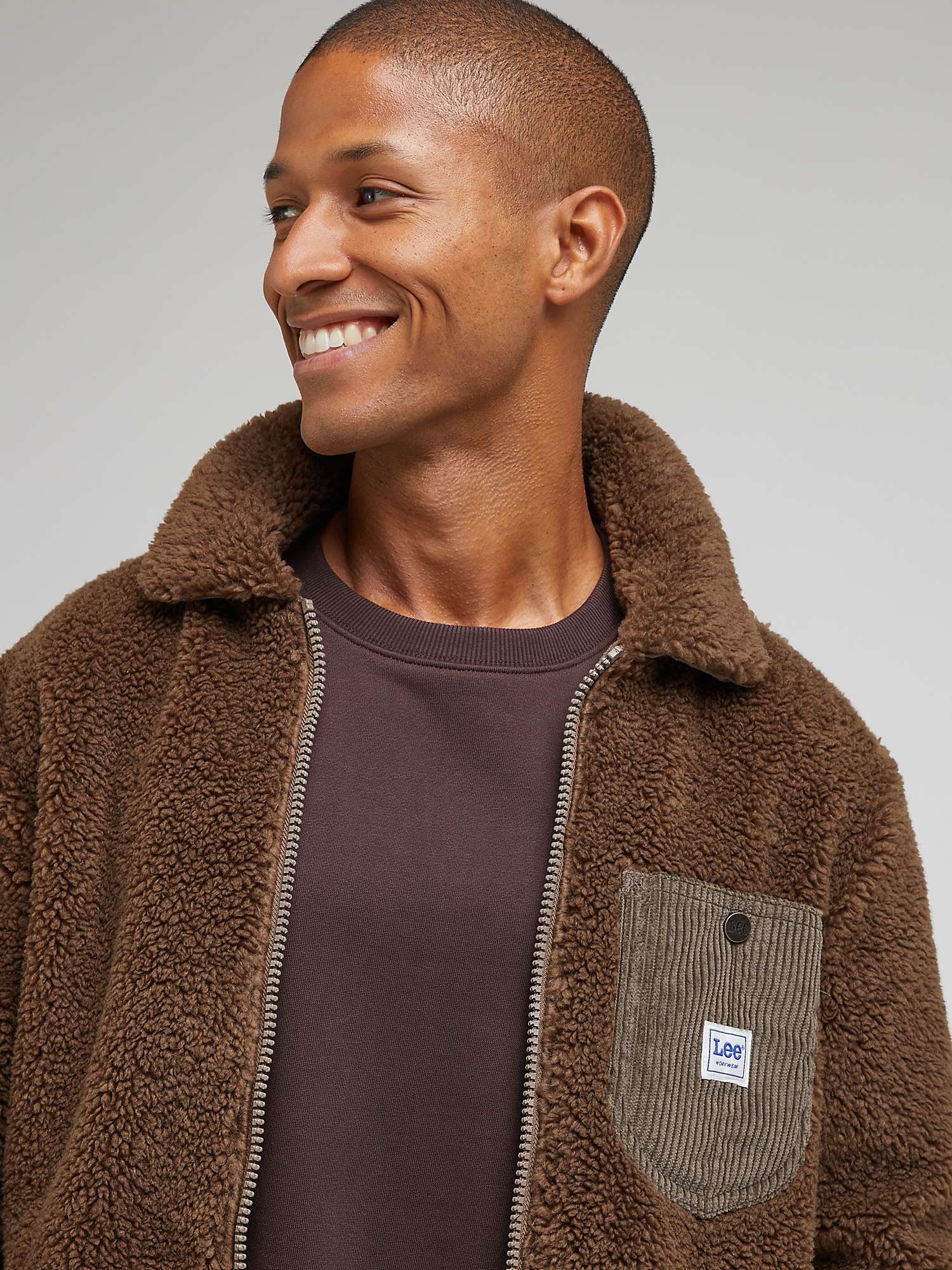 Buy Lee Sherpa Regular Fit Zip Through Jacket, Truffle Online at johnlewis.com