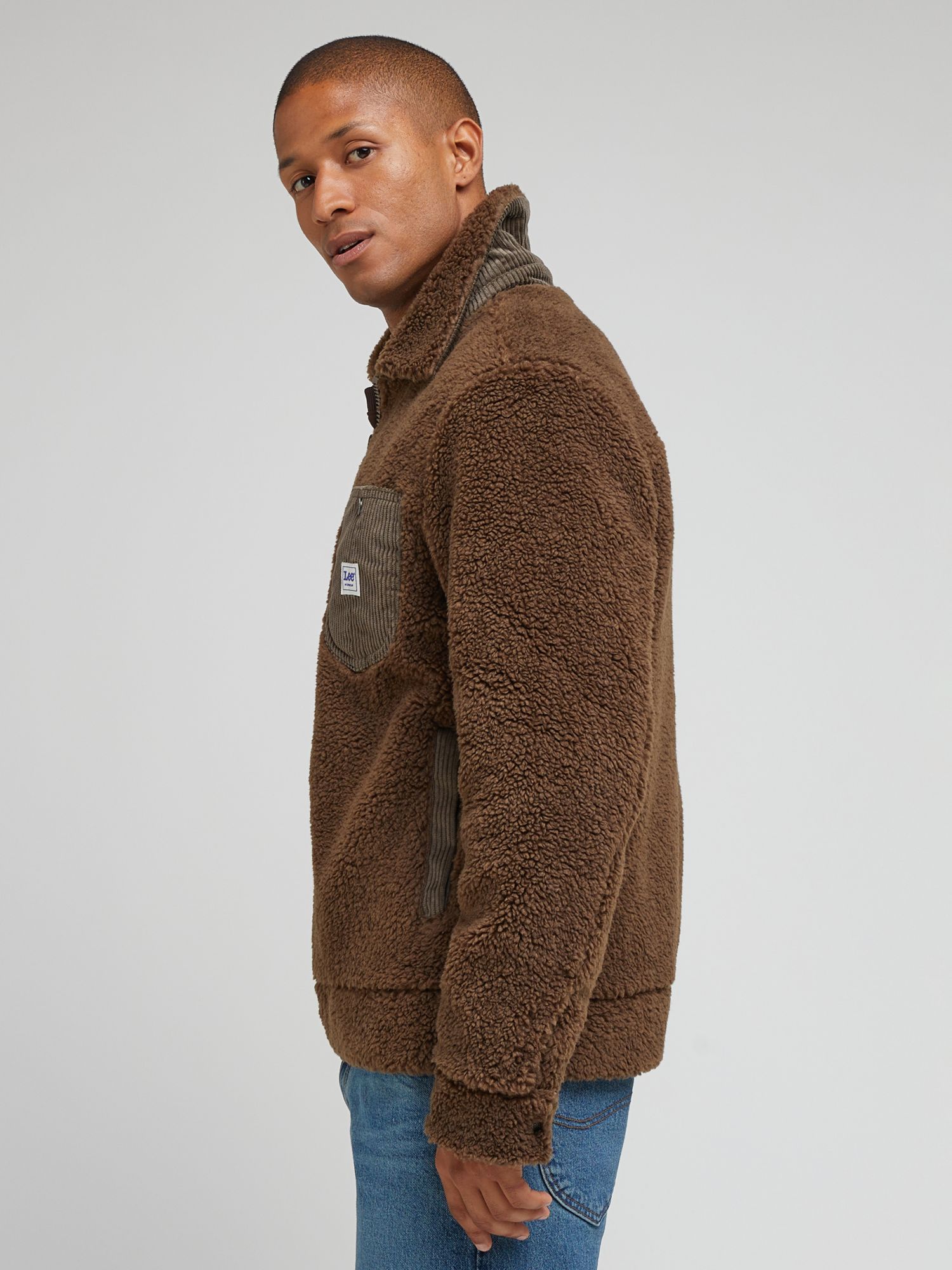 Buy Lee Sherpa Regular Fit Zip Through Jacket, Truffle Online at johnlewis.com