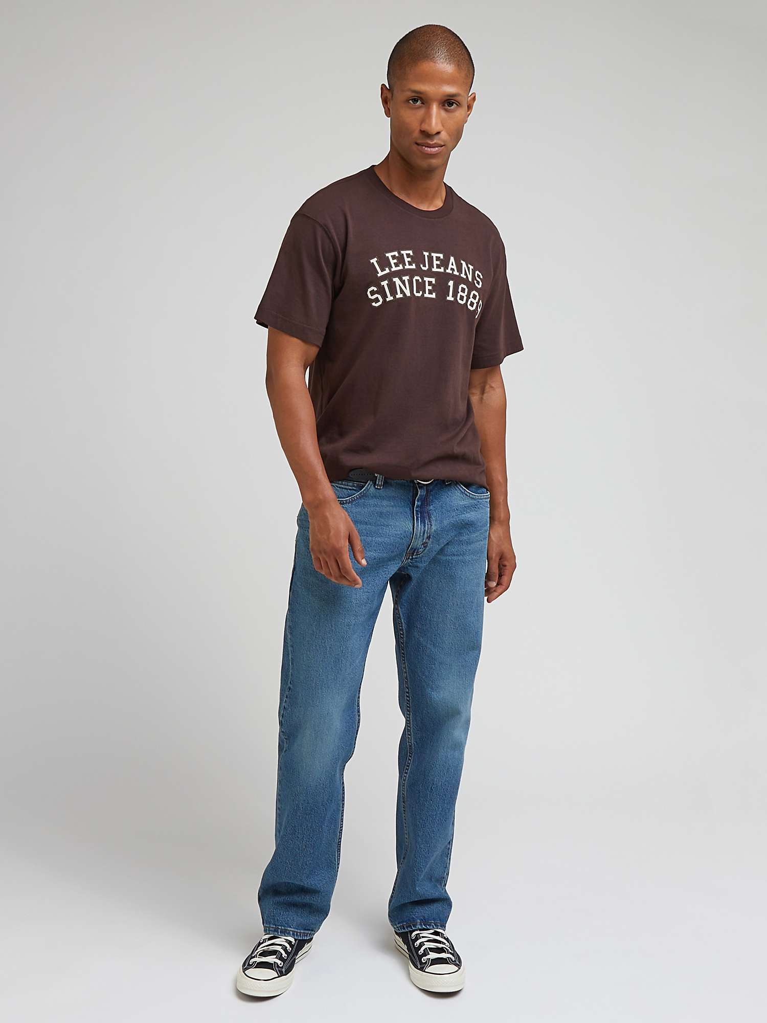 Buy Lee Logo Jeans 1889 Short Sleeve T-Shirt, Arabica Online at johnlewis.com