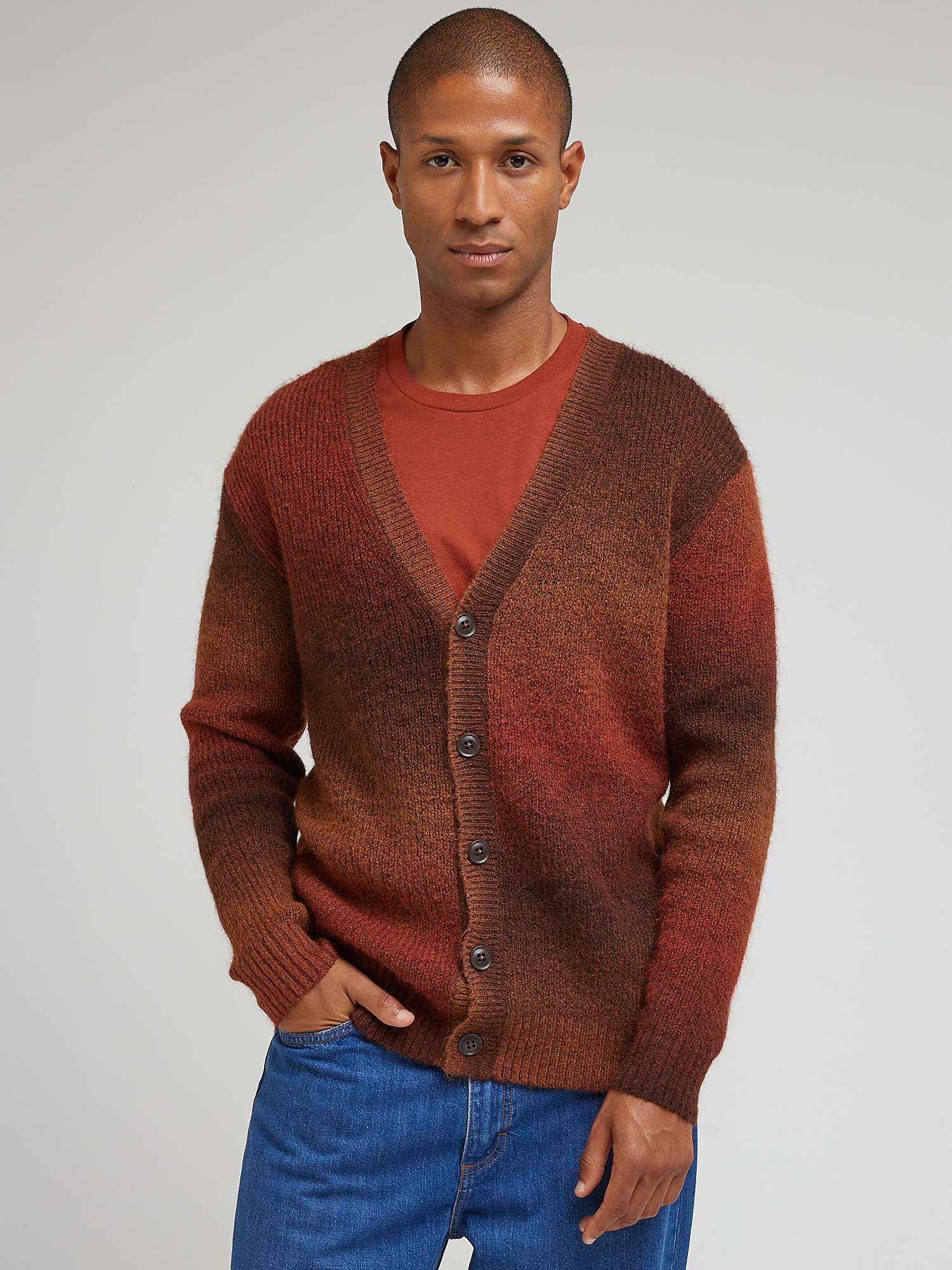 Buy Lee Knitted Long Sleeve Cardigan, Brown Online at johnlewis.com