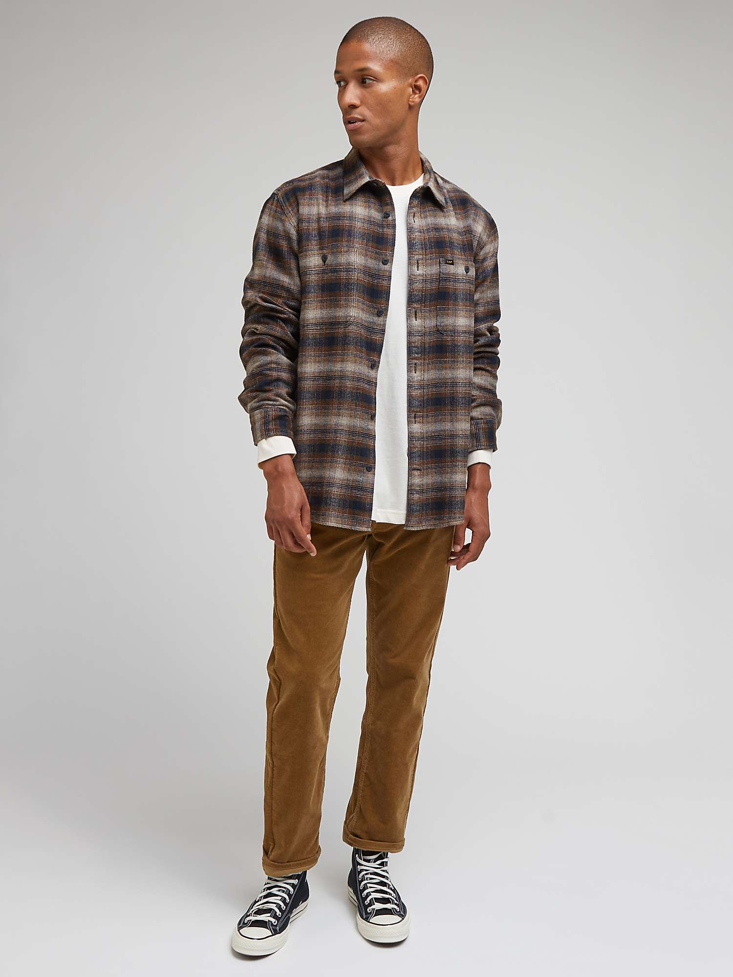 Buy Lee Worker Long Sleeve Shirt, Brown/Multi Online at johnlewis.com