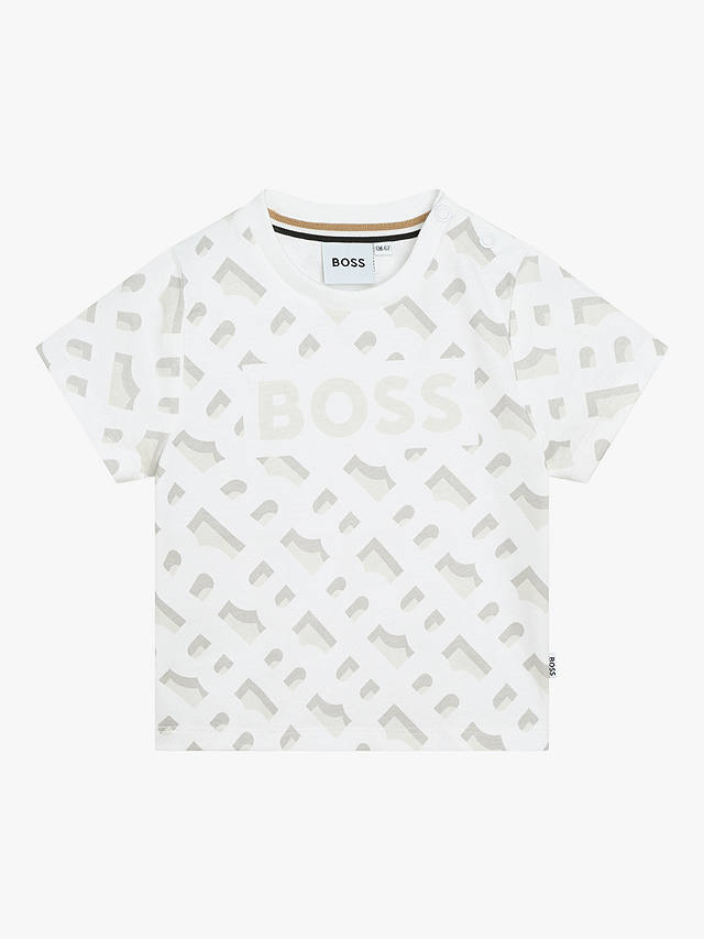 BOSS Baby Monogram Print Logo Short Sleeve T-Shirt, White
