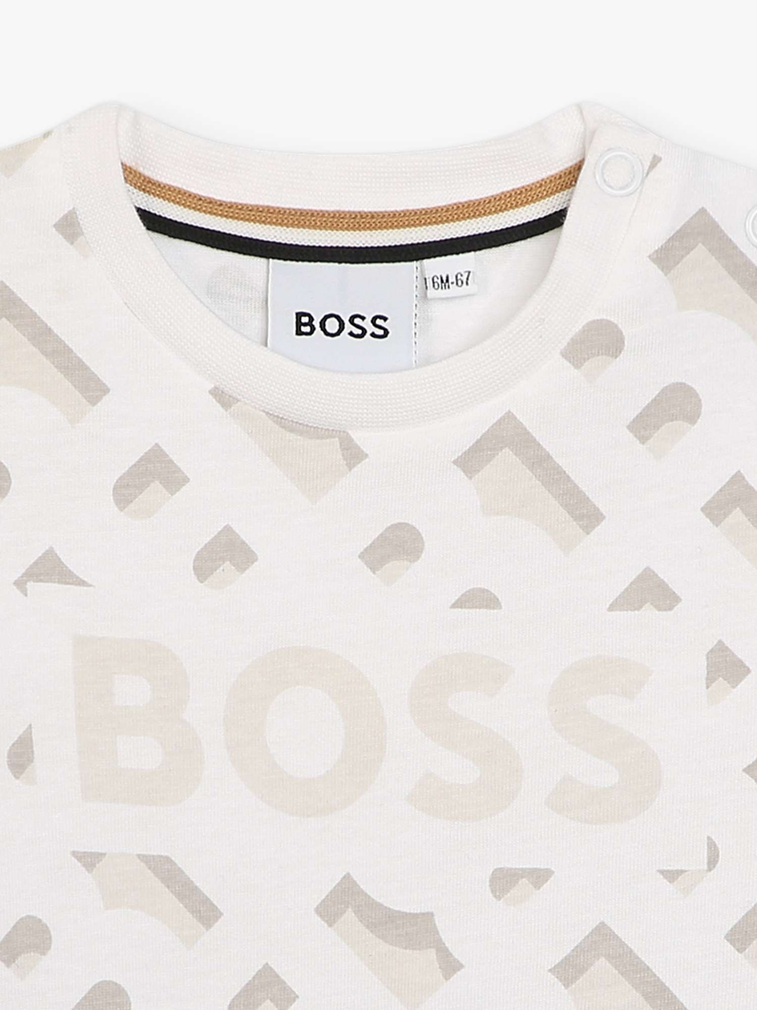 Buy BOSS Baby Monogram Print Logo Short Sleeve T-Shirt, White Online at johnlewis.com