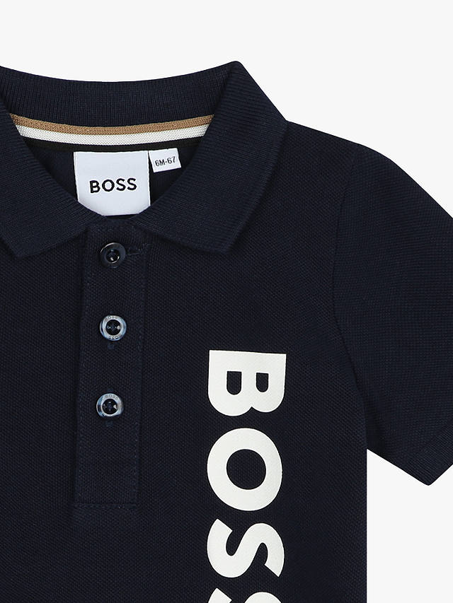 BOSS Baby Logo Short Sleeve Polo Shirt, Black