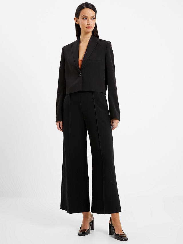 French Connection Echo Cropped Crepe Blazer, Blackout