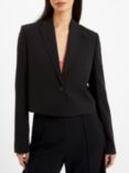 French Connection Echo Cropped Crepe Blazer, Blackout