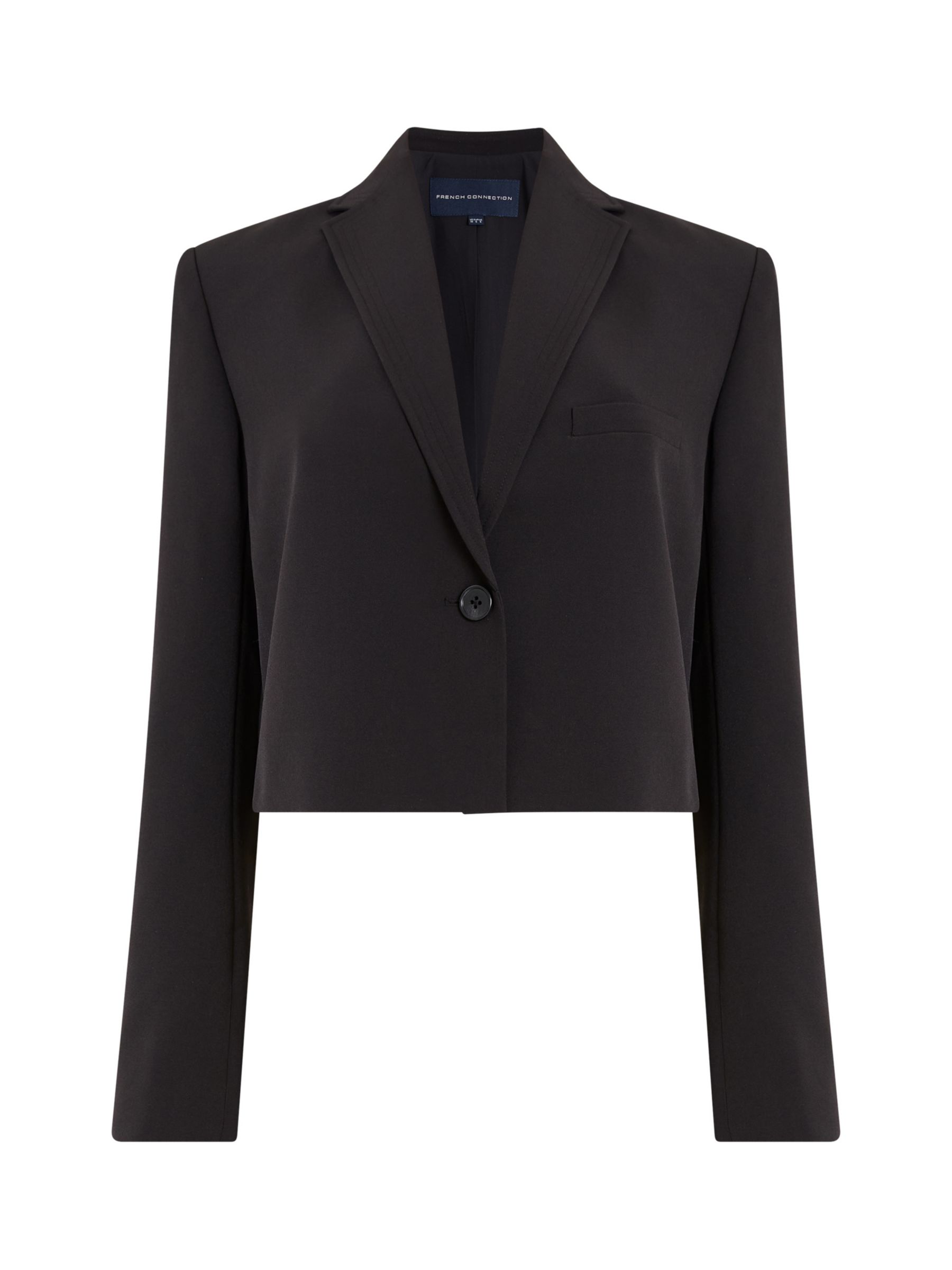 French Connection Echo Cropped Crepe Blazer, Blackout, S