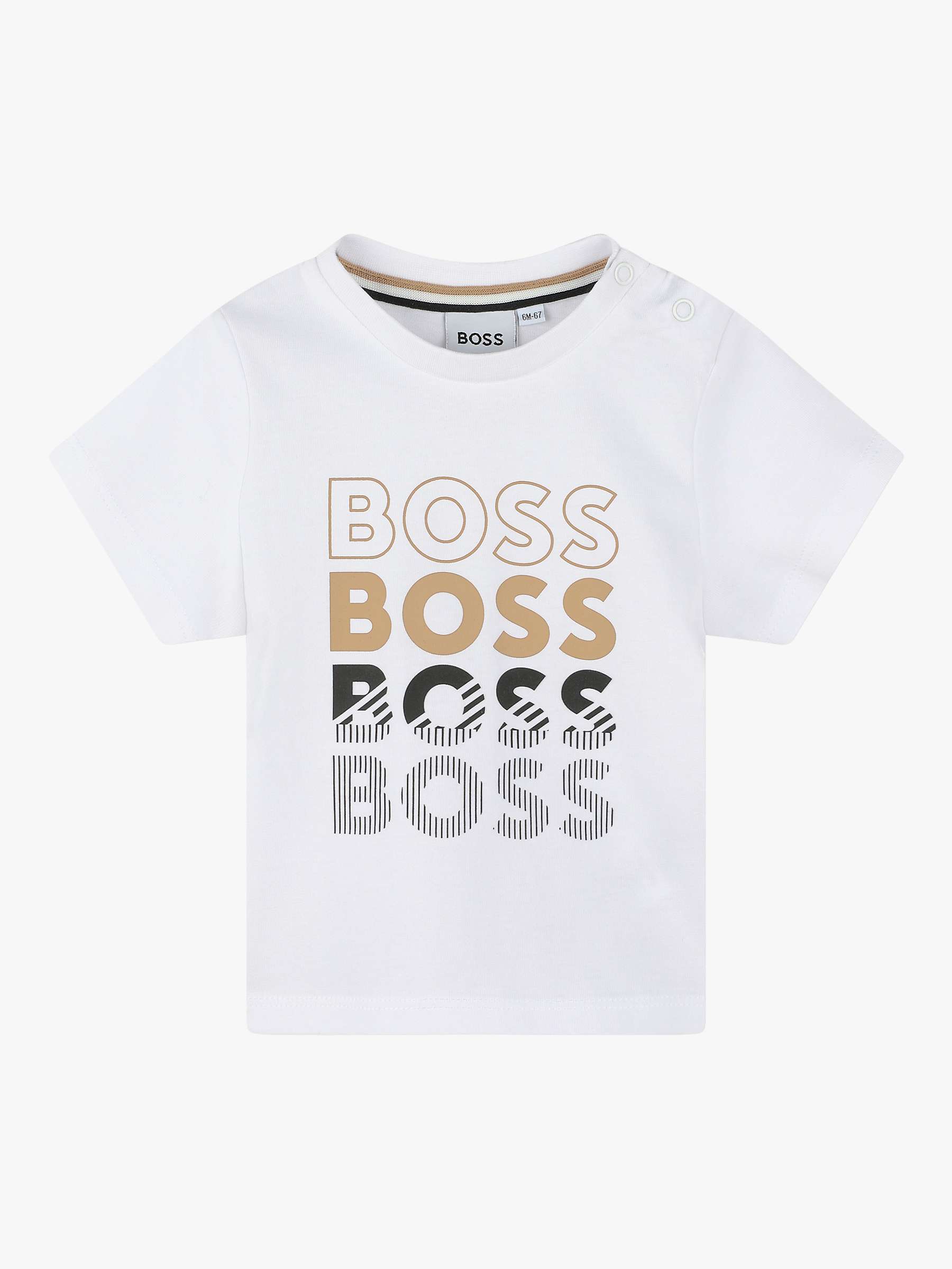 Buy HUGO BOSS BOSS Baby Logo Print Short Sleeve T-Shirt, White/Multi Online at johnlewis.com