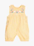 JoJo Maman Bébé Baby Chick Gingham Duck Applique Dungarees, Yellow