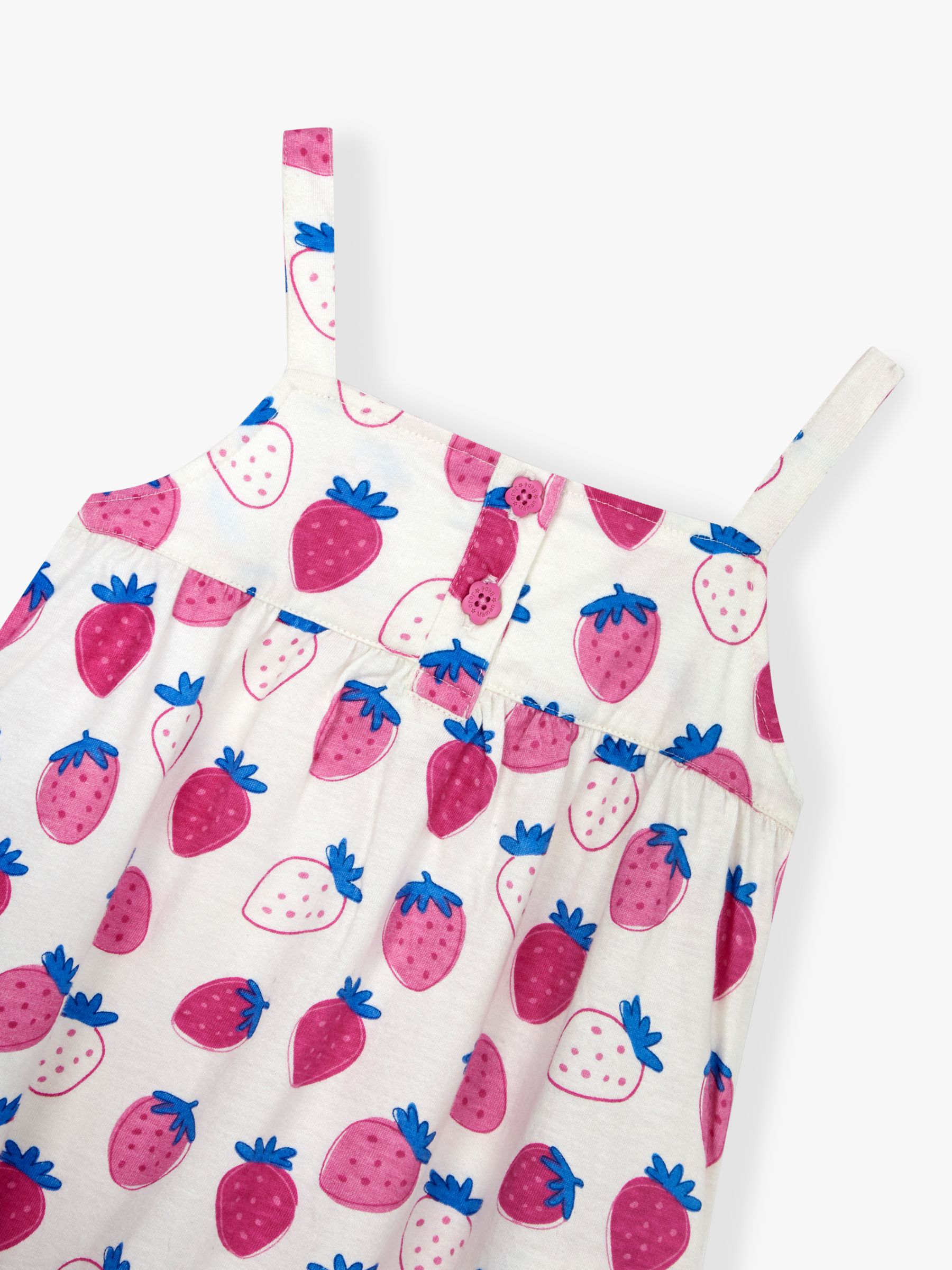 JoJo Maman Bébé Baby Strawberry Print Jumpsuit, Cream/Multi, 2-3 years