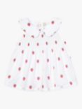 JoJo Maman Bébé Baby Strawberry Smock Frill Peter Pan Collar Top, White/Multi