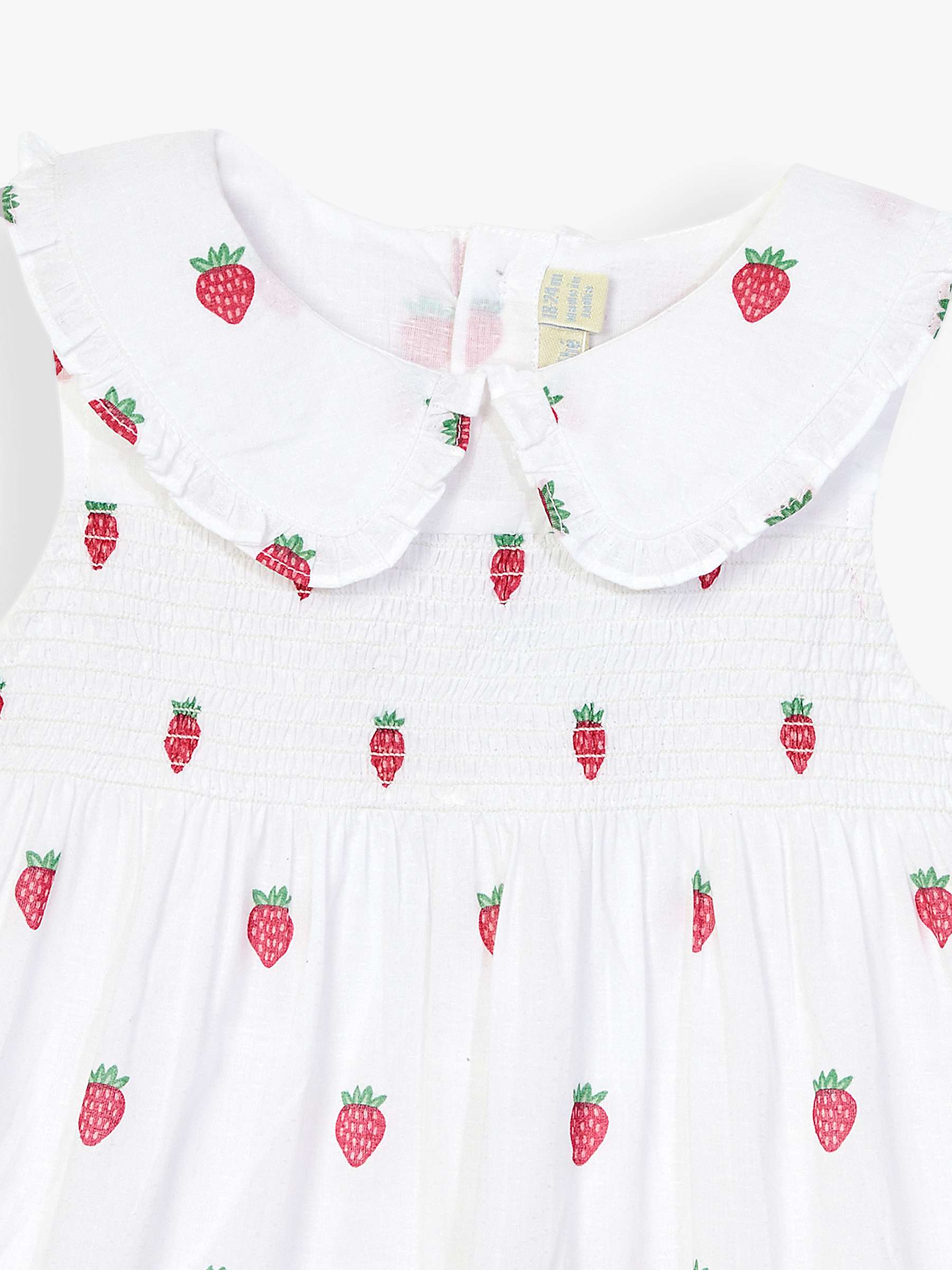 Buy JoJo Maman Bébé Baby Strawberry Smock Frill Peter Pan Collar Top, White/Multi Online at johnlewis.com