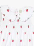 JoJo Maman Bébé Baby Strawberry Smock Frill Peter Pan Collar Top, White/Multi, White/Multi