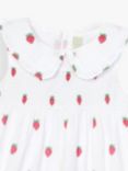 JoJo Maman Bébé Baby Strawberry Smock Frill Peter Pan Collar Top, White/Multi