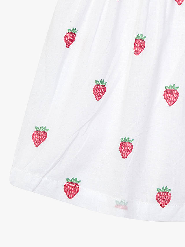 JoJo Maman Bébé Baby Strawberry Smock Frill Peter Pan Collar Top, White/Multi