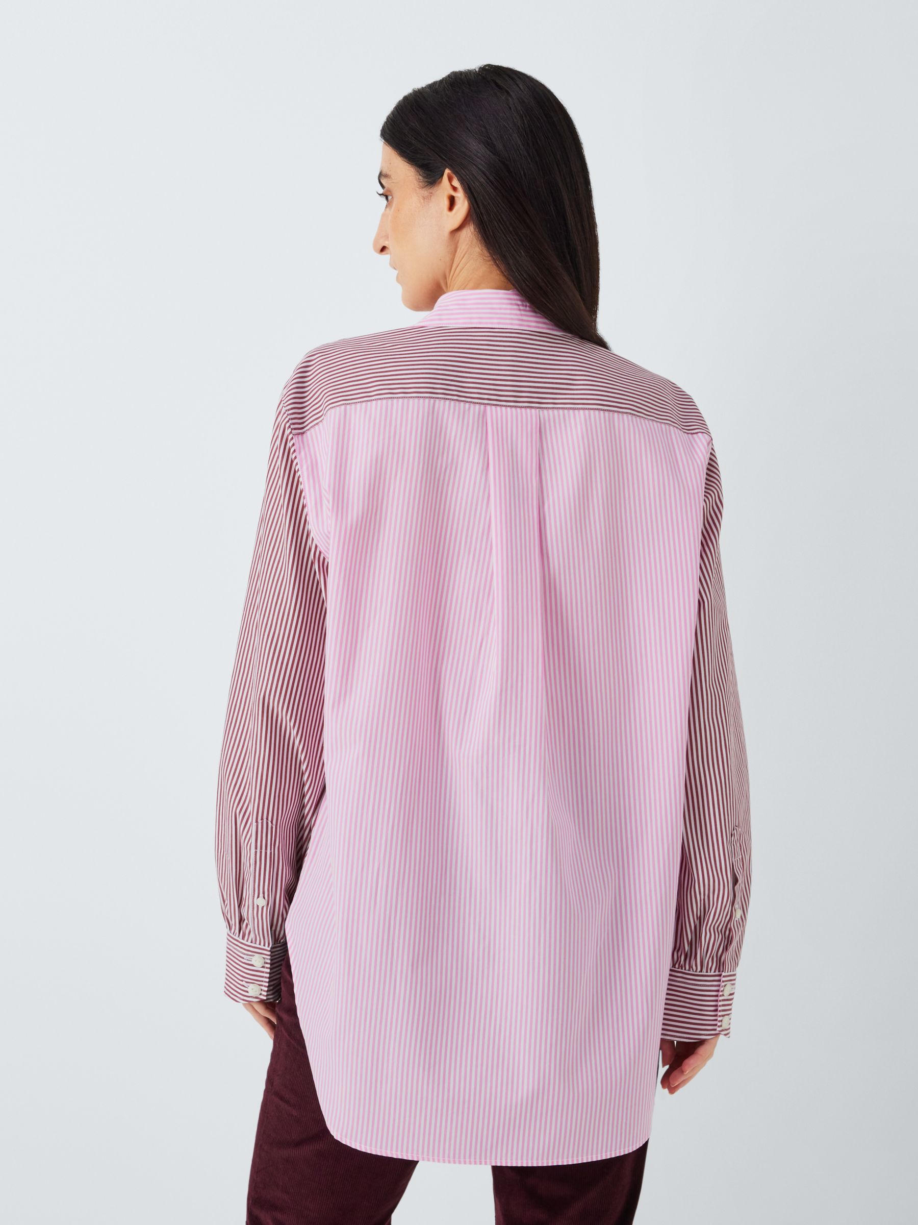 rag & bone Maxine Colour Block Stripe Shirt, Pink/Multi, L