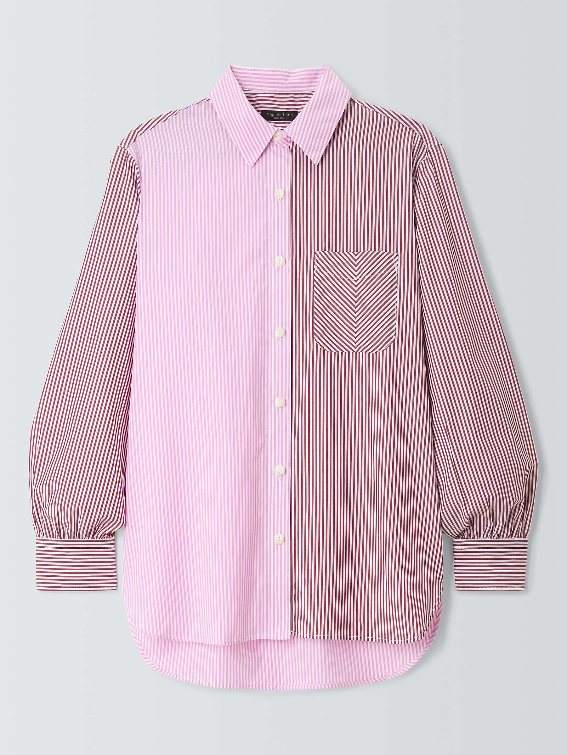 Buy rag & bone Maxine Colour Block Stripe Shirt, Pink/Multi Online at johnlewis.com