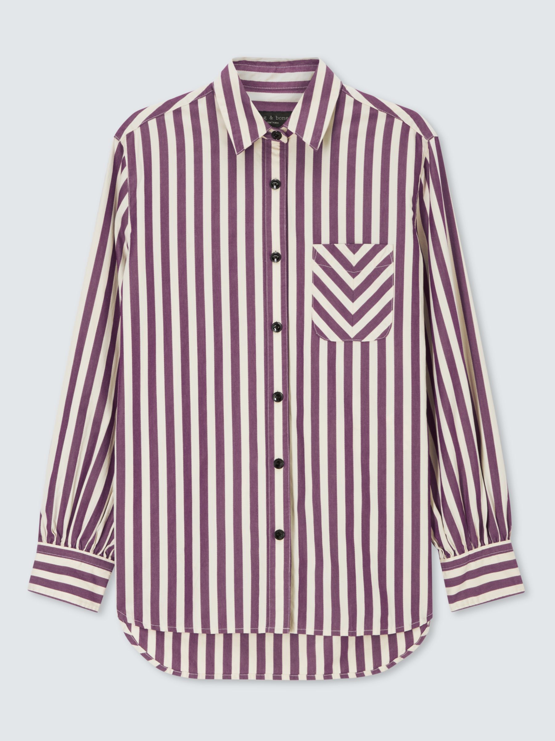 Buy rag & bone Maxine Stripe Button Down Shirt, Purple Online at johnlewis.com