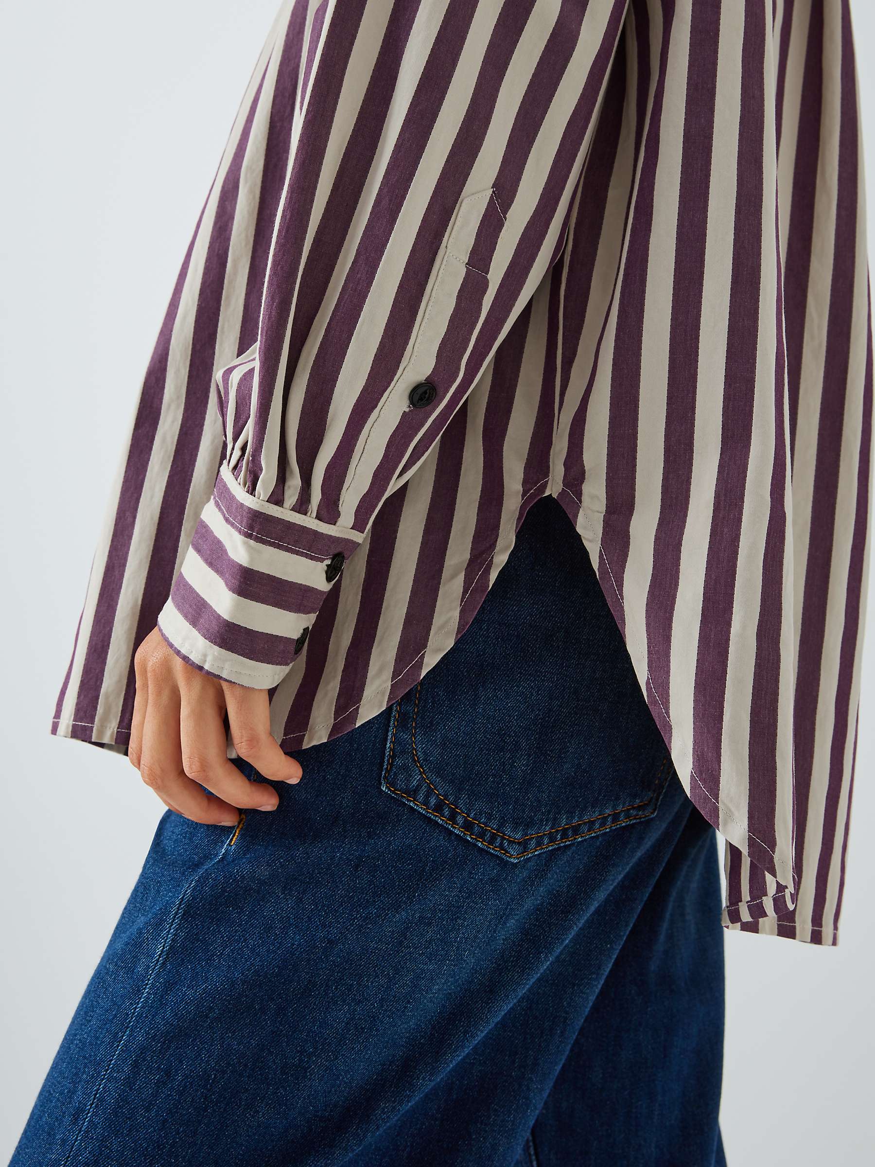Buy rag & bone Maxine Stripe Button Down Shirt, Purple Online at johnlewis.com