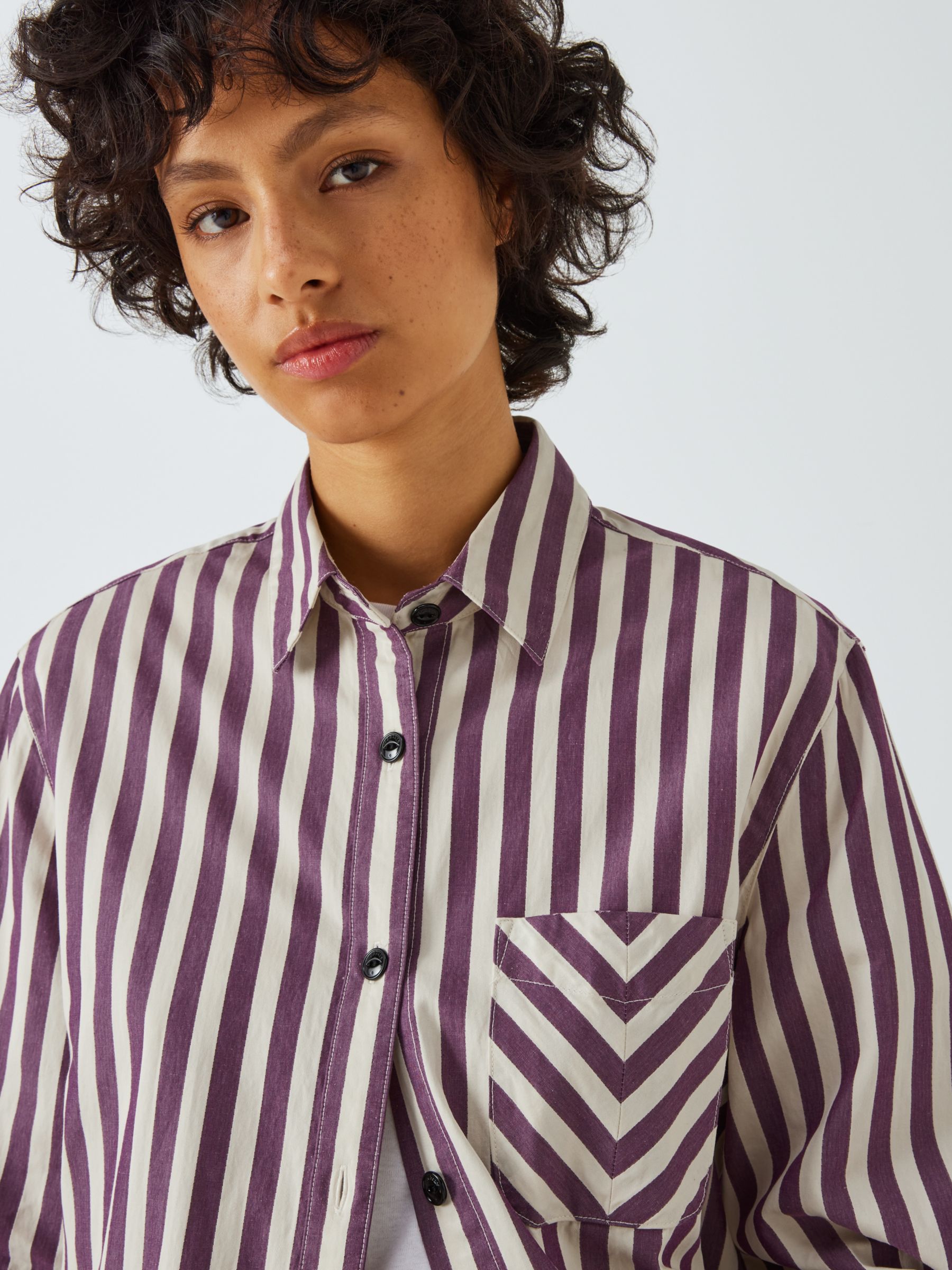 rag & bone Maxine Stripe Button Down Shirt, Purple, M