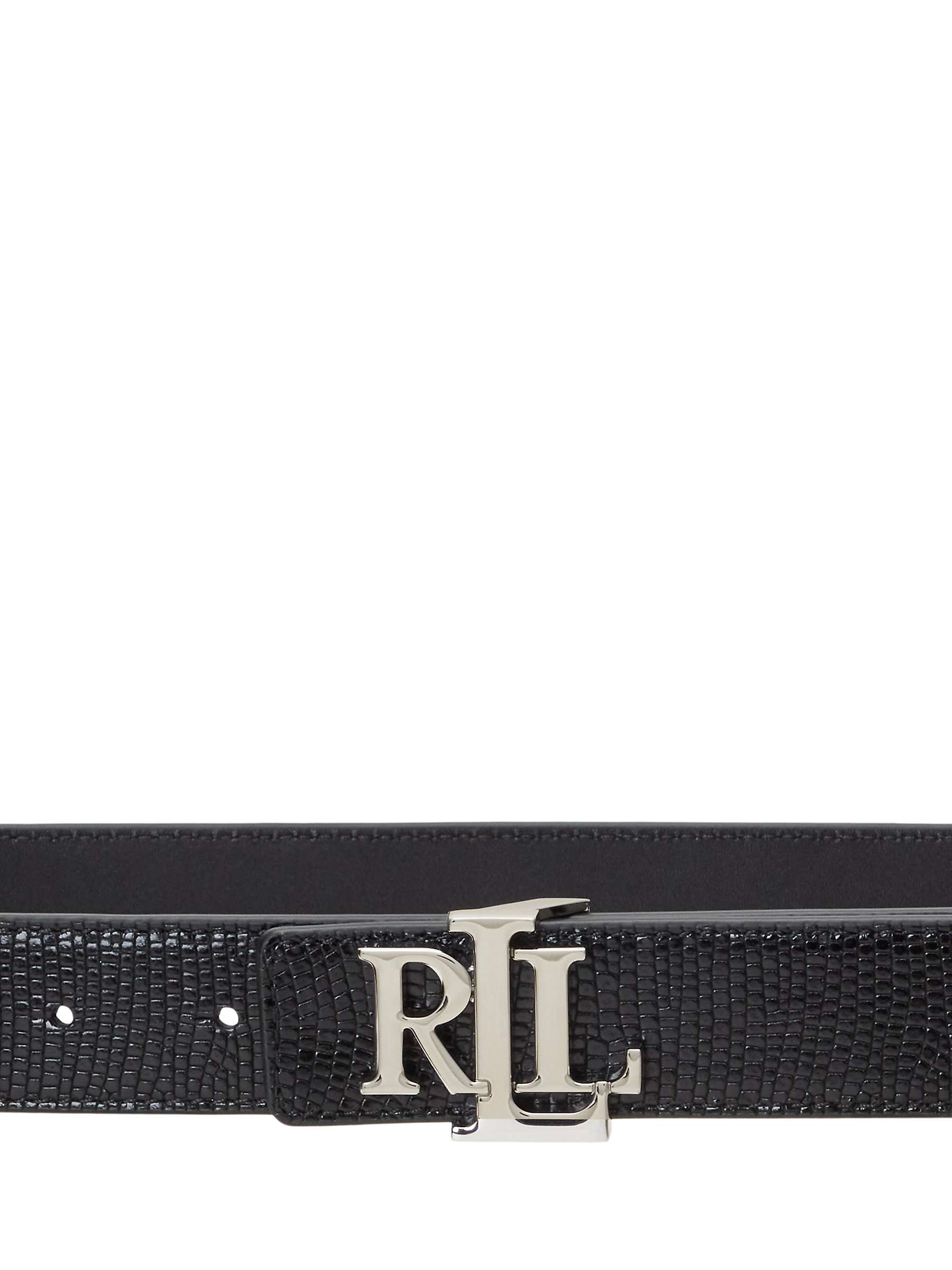 Buy Lauren Ralph Lauren Lizard Texture Reversible Leather Belt, Black/Black Online at johnlewis.com