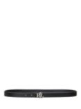 Lauren Ralph Lauren Lizard Texture Reversible Leather Skinny Belt, Black/Black