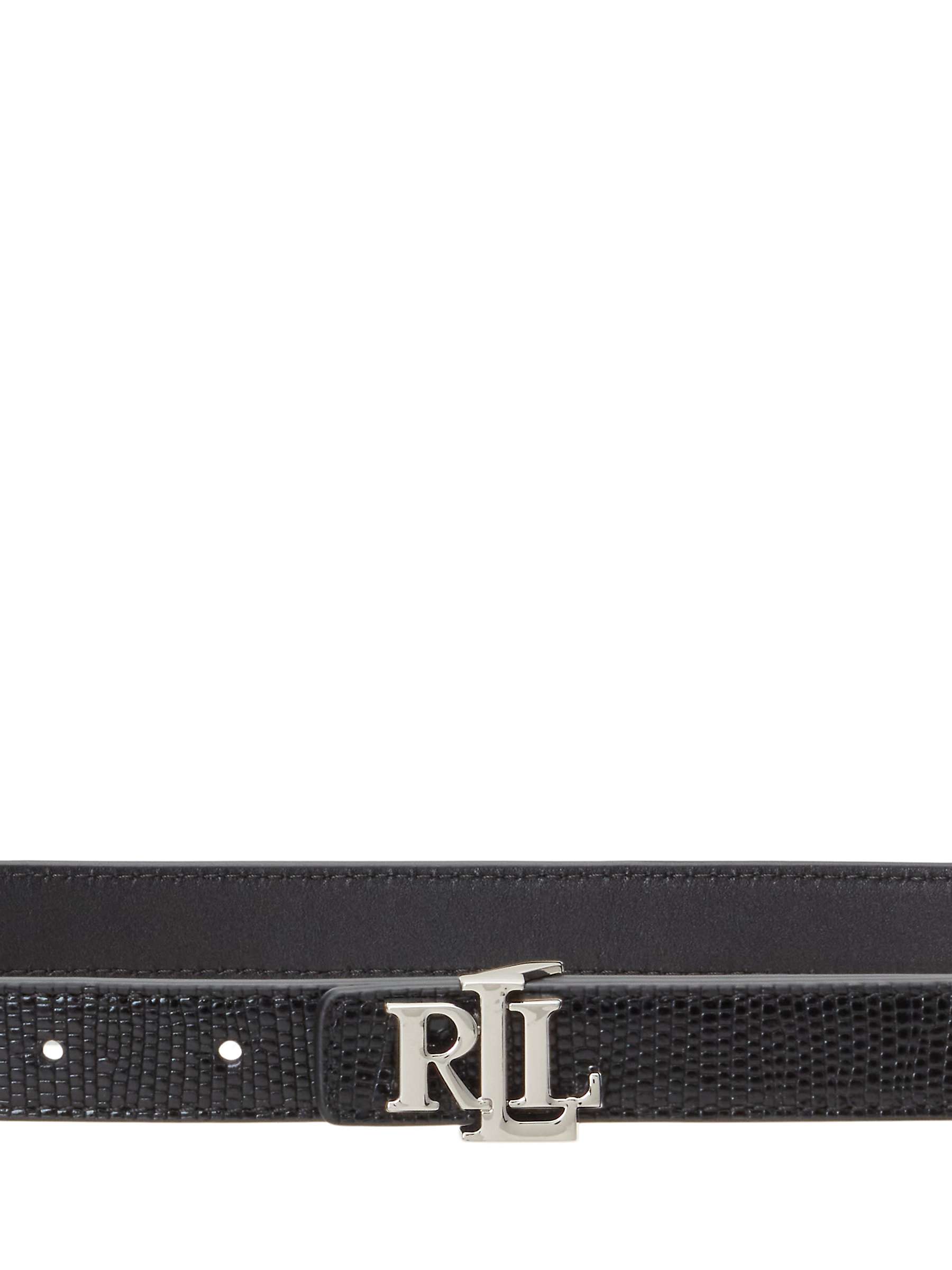 Buy Lauren Ralph Lauren Lizard Texture Reversible Leather Skinny Belt, Black/Black Online at johnlewis.com