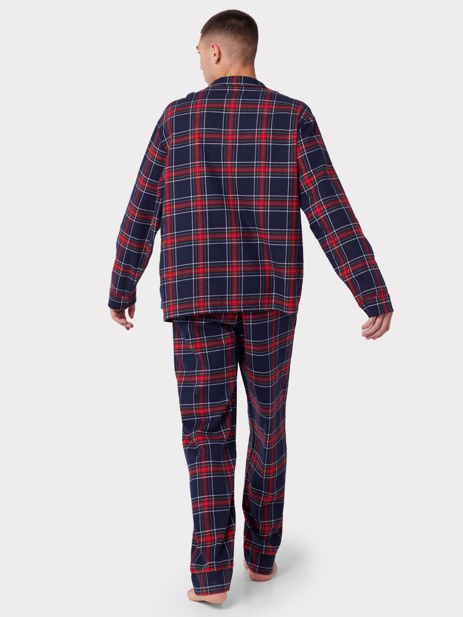 Chelsea Peers Flannel Check Print Pyjama Top, Red/Navy at John