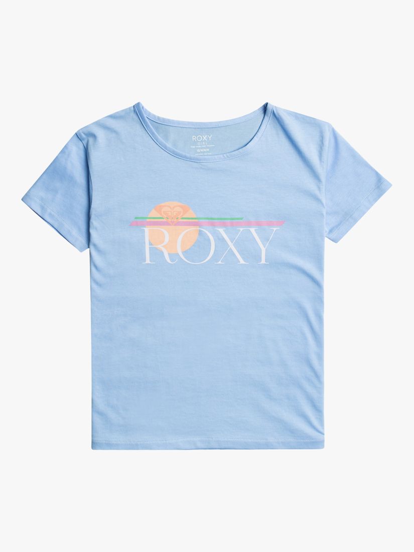 Roxy Kids' Sun Logo Short Sleeve T-Shirt, Air Blue, 8 years