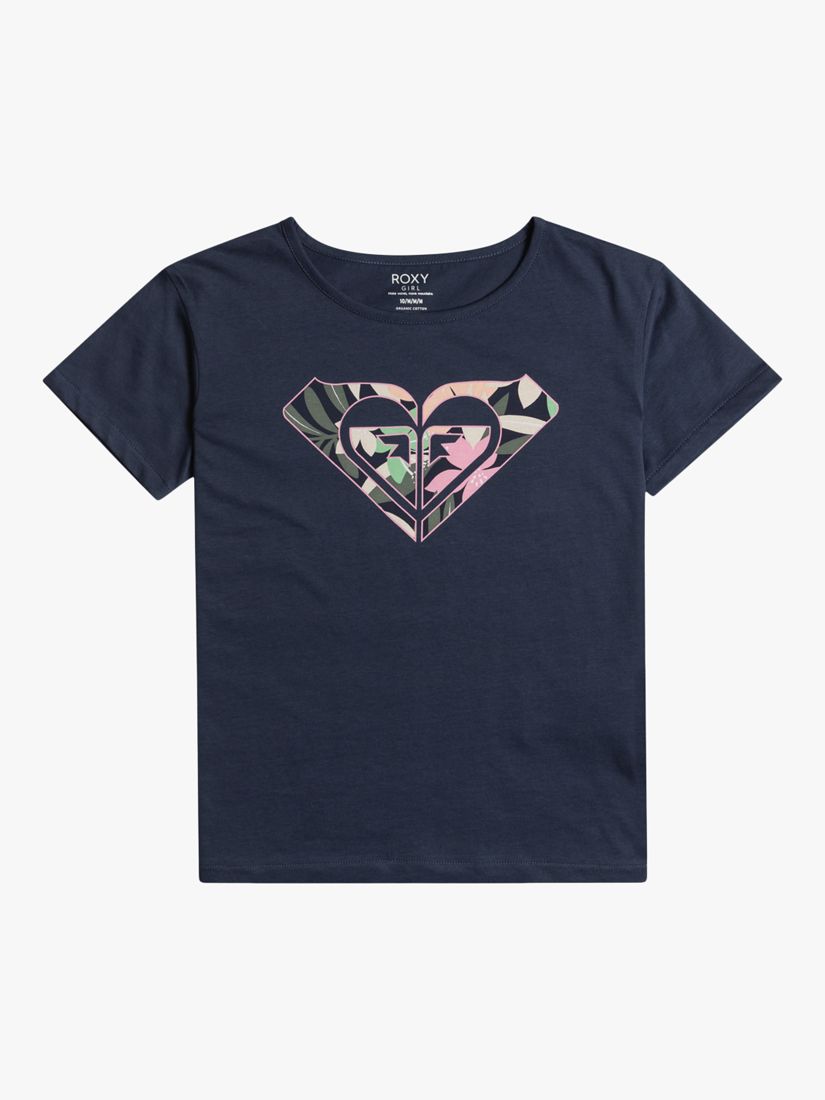 Buy Roxy Kids' Heart Organic Cotton Short Sleeve T-Shirt, Naval Academy Online at johnlewis.com