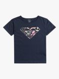 Roxy Kids' Heart Organic Cotton Short Sleeve T-Shirt, Naval Academy, Naval Academy