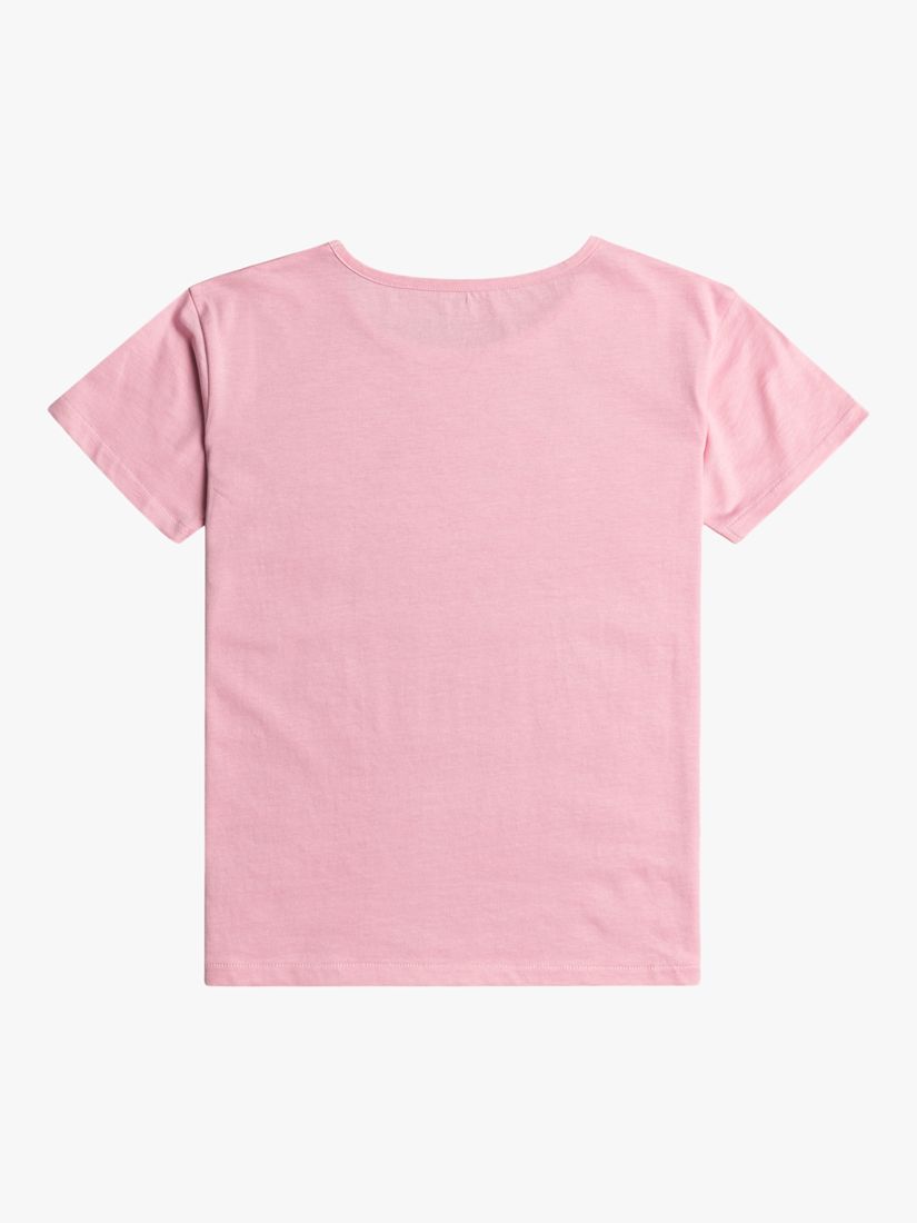 Roxy Kids' Organic Cotton Floral Heart Short Sleeve T-Shirt, Prism Pink, 12 years